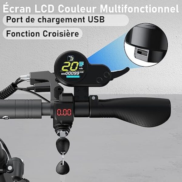JOYOR Y6S Trotinette Electrique Adulte Puissante Batterie 48V 18Ah Autonomie 55-75 km, Trottinette Electrique Tout Terrain Professionnelle pour Travail, Scooter Electrique Adulte(Démarrez par La Clé) – Image 6