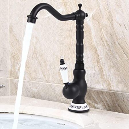 KEESUNG Robinet de cuisine rétro vintage - Robinet de cuisine rétro nostalgique - Robinet de cuisine antique avec mitigeur monocommande - En laiton - Pour cuisine et salle de bain