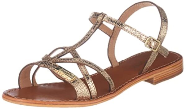 LES TROPEZIENNES PAR M. BELARBI Femme HIRONELA Chaussures Ville Sandale, Or Craquele, 37 EU – Image 2