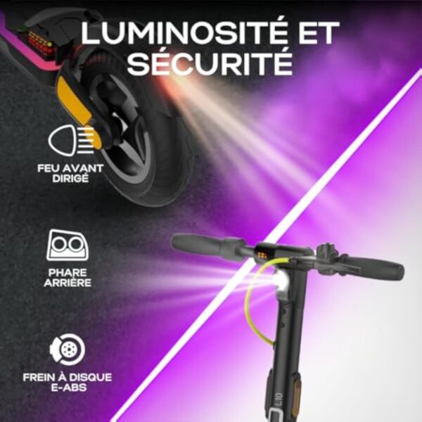 LEXGO L10 Trottinette Électrique Adulte – Vitesse 25 km/h, Autonomie 20 km, Pliable, Clignotants, Antivol NFC, Écran LCD, Pneus 8”, Freins Doubles, Scooter Urbain Léger – Image 6