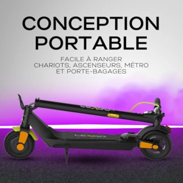 LEXGO L10 Trottinette Électrique Adulte – Vitesse 25 km/h, Autonomie 20 km, Pliable, Clignotants, Antivol NFC, Écran LCD, Pneus 8”, Freins Doubles, Scooter Urbain Léger – Image 7