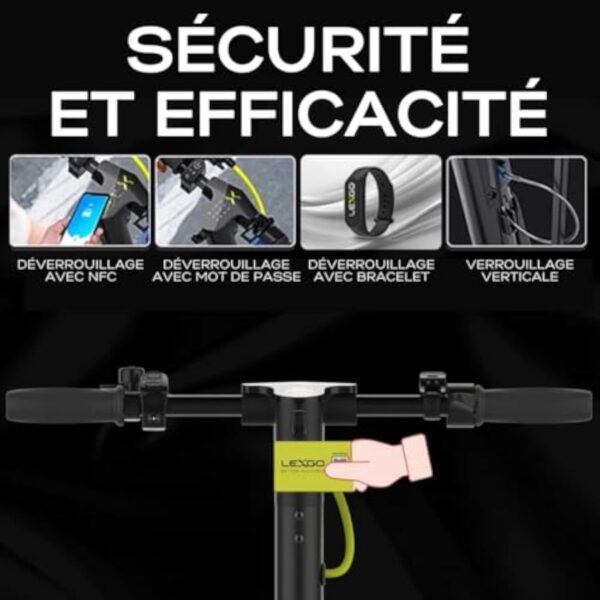 LEXGO L10 Trottinette Électrique Adulte – Vitesse 25 km/h, Autonomie 20 km, Pliable, Clignotants, Antivol NFC, Écran LCD, Pneus 8”, Freins Doubles, Scooter Urbain Léger – Image 9