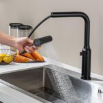 LakeBayMZC Robinet de cuisine avec douchette extractible, robinet de cuisine pivotant à 360°,robinet monocommande cuisine avec 6 jets,noir mat