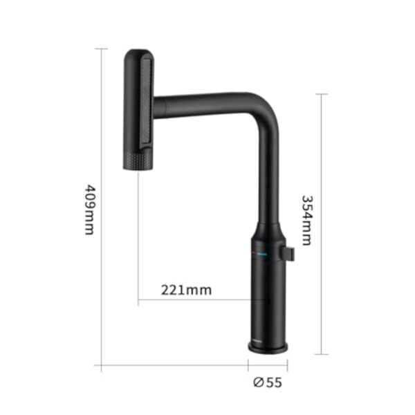 LakeBayMZC Robinet de cuisine avec douchette extractible, robinet de cuisine pivotant à 360°,robinet monocommande cuisine avec 6 jets,noir mat – Image 3
