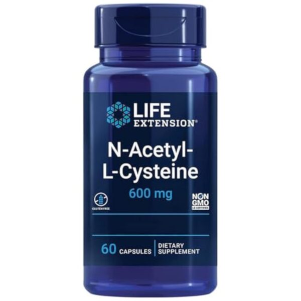 Life Extension, N-Acetyl-Cysteine (NAC), 600mg Dépôt, 1 Capsule tous les 3 Jours, 60 Capsules végétalien, Végétarien, Sans Gluten, Sans Soja, Sans OGM