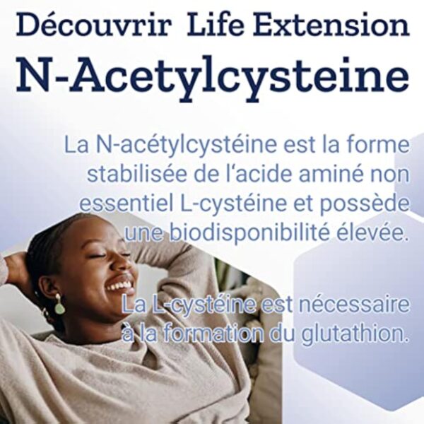 Life Extension, N-Acetyl-Cysteine (NAC), 600mg Dépôt, 1 Capsule tous les 3 Jours, 60 Capsules végétalien, Végétarien, Sans Gluten, Sans Soja, Sans OGM – Image 5