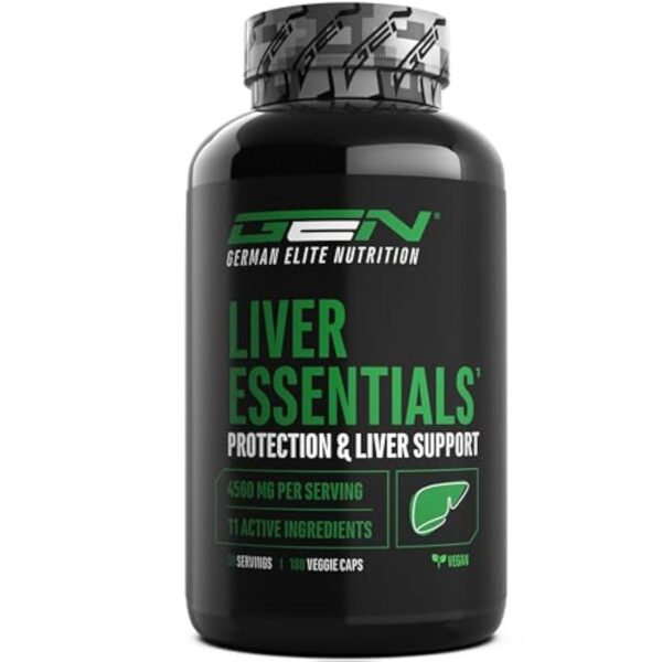 Liver Essentials - 180 gélules - Complexe hautement dosé avec chardon-marie, choline, NAC, artichaut, pissenlit, schizandra, extrait de gingembre, indol-3-carbinol, desmodium, rutine - végétalien