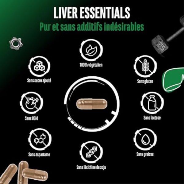 Liver Essentials - 180 gélules - Complexe hautement dosé avec chardon-marie, choline, NAC, artichaut, pissenlit, schizandra, extrait de gingembre, indol-3-carbinol, desmodium, rutine - végétalien – Image 6