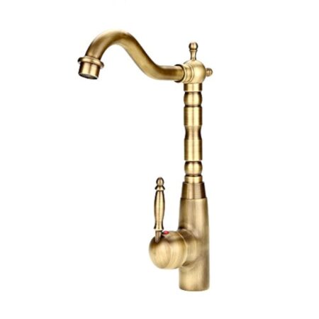Mélangeur de robinet de tuyau d'eau froide chaude Antique rétro en laiton massif évier robinet mitigeur avec trou unique une poignée tête de lavabo pour cuisine salle de bain