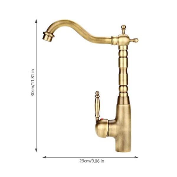 Mélangeur de robinet de tuyau d'eau froide chaude Antique rétro en laiton massif évier robinet mitigeur avec trou unique une poignée tête de lavabo pour cuisine salle de bain – Image 3