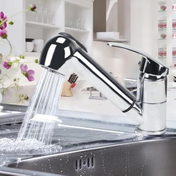 Minnhua Mitigeur Cuisine avec Douchette Extractible Robinet de Cuisine Pivotant 360°Robinet Cuisine Robinet Evier de Cuisine Mitigeur Evier en Laiton Robinetterie de Cuisine Froide et Chaude Chromé – Image 3