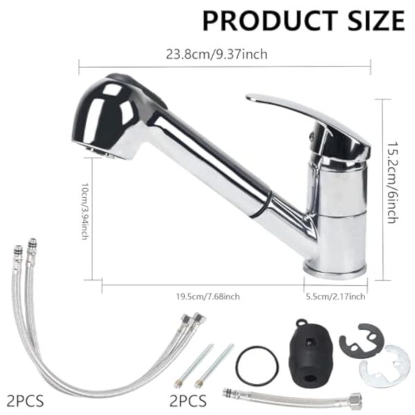 Minnhua Mitigeur Cuisine avec Douchette Extractible Robinet de Cuisine Pivotant 360°Robinet Cuisine Robinet Evier de Cuisine Mitigeur Evier en Laiton Robinetterie de Cuisine Froide et Chaude Chromé – Image 4