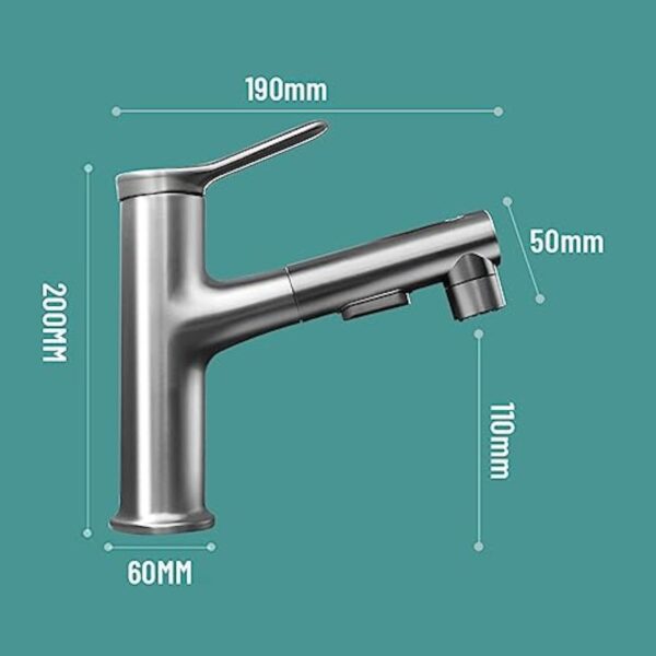 Mitigeur Salle de Bain Extractible 3 Modes Robinet lavabo avec Douchette Extractible pour Salle de Bain,Blanc