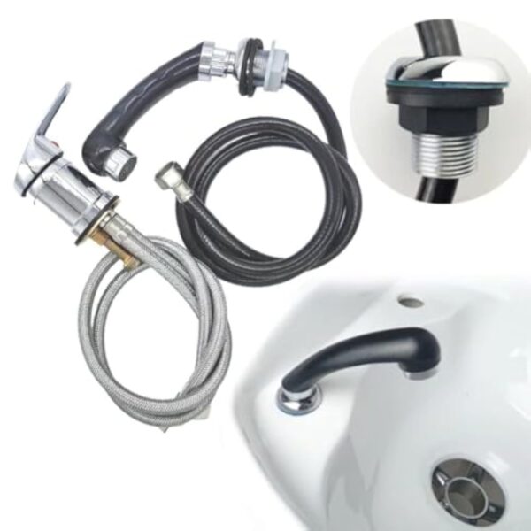 Mitigeur Tand Robinet de douche à main, robinet de salon de coiffure, robinet de lit de frappe, 120 cm tuyau extractible douchette à main pour chaise – Image 5
