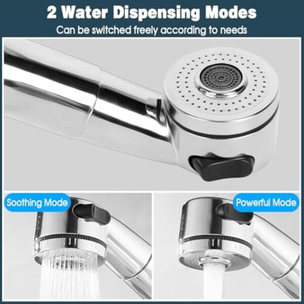Mitigeur de Cuisine Extractible,2 Modes de Pulvérisation Robinet Cuisine avec Douchette Extractible,Robinet d'Évier de Cuisine Rotatif à 360 pour Évier Cuisine ou Lavabo,Froid&Chaud Disponible,Argent – Image 5