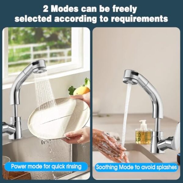 Mitigeur de Cuisine Extractible,2 Modes de Pulvérisation Robinet Cuisine avec Douchette Extractible,Robinet d'Évier de Cuisine Rotatif à 360 pour Évier Cuisine ou Lavabo,Froid&Chaud Disponible,Argent – Image 6
