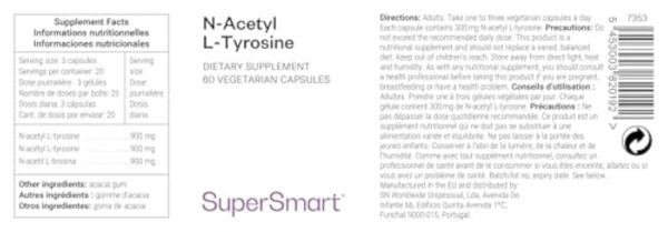 N-Acetyl L-Tyrosine 900 mg - Absorption et Biodisponibilité maximales - Régulation de l’Humeur - Synthèse des Neurotransmetteurs - Production Mélanine - Vegan - SuperSmart – Image 3