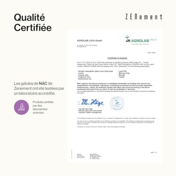 NAC N-Acétyl-Cystéine 600 mg - 180 Gélules Véganes | Approvisionnement de 6 Mois | Haute Pureté et Biodisponibilité | Sans Additifs | Végan | Zenement – Image 6