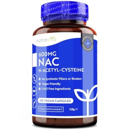 NAC N-Acetyl-Cysteine 600mg, Biodisponible & Absorption Rapide - Sans Gluten - Fabriqué au Royaume-Unis - N-Acétylcystéine 150 Capsules Véganes - 5 Mois de de Cure - Nutravita