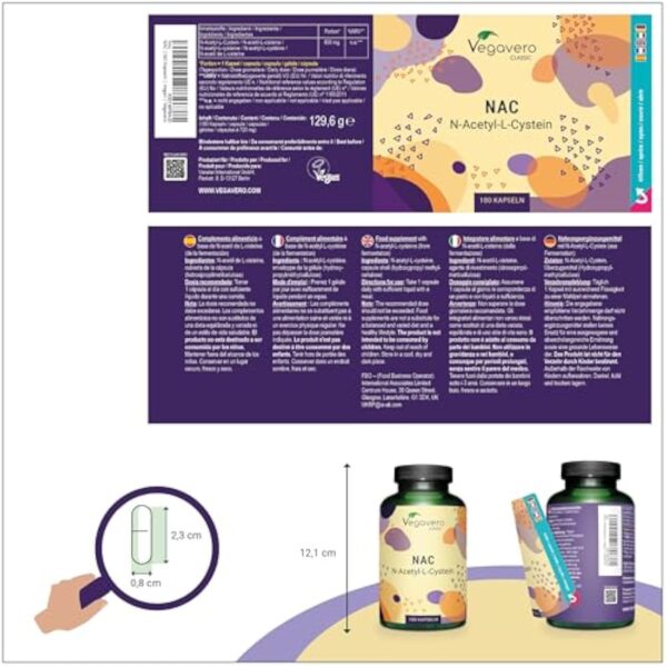 NAC N-Acetyl-Cysteine 600mg | Forme Pure : Haute Biodisponibilité | 180 Gélules | Sans Additifs | Antioxydant Puissant | VEGAN | Vegavero® – Image 3