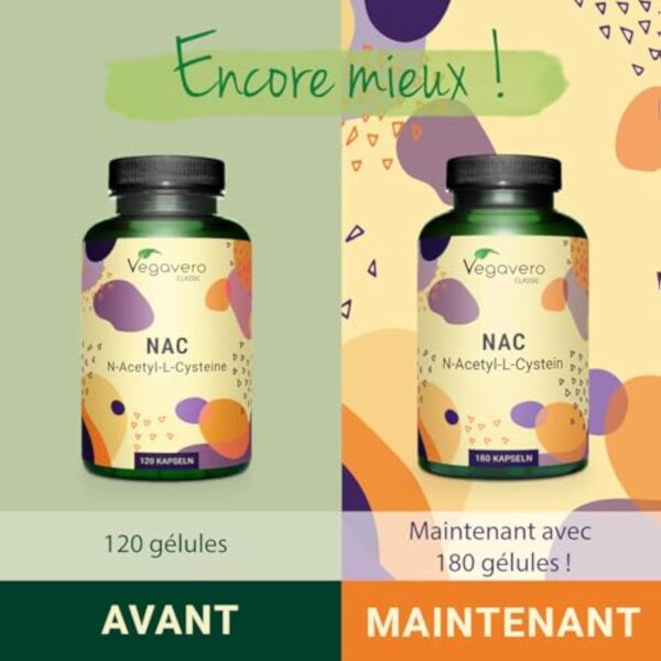 NAC N-Acetyl-Cysteine 600mg | Forme Pure : Haute Biodisponibilité | 180 Gélules | Sans Additifs | Antioxydant Puissant | VEGAN | Vegavero® – Image 4