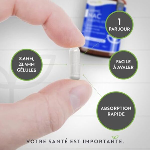 NAC N-Acetyl-Cysteine 600mg, Biodisponible & Absorption Rapide - Sans Gluten - Fabriqué au Royaume-Unis - N-Acétylcystéine 150 Capsules Véganes - 5 Mois de de Cure - Nutravita – Image 5