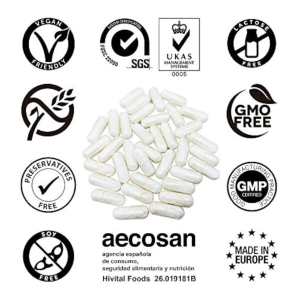 NAC N-Acetyl L-Cysteine 300 mg. 240 gélules végétaliennes pour 8 mois de traitement. N-acétylcystéine à haute absorption. Fabriqué en Europe par HIVITAL – Image 5