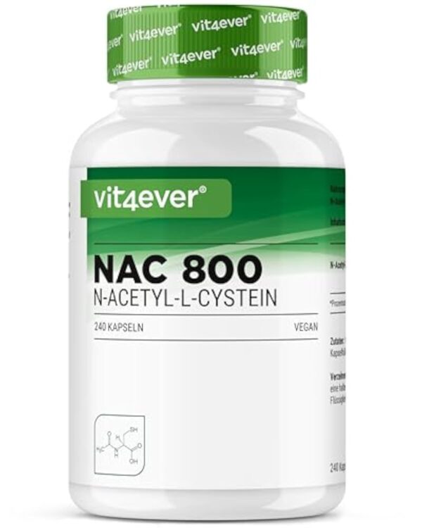 NAC - N-acétyl L-cystéine 240 gélules de 800 mg chacune - 8 mois d'approvisionnement - Forme naturelle - Vegan - Hautement dosé – Image 2