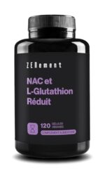 NAC avec L-Glutathion - Formule Premium : Glutathion réduit avec un précurseur N-Acétyl-Cystéine - Fortement Dosé, Haute Biodisponibilité - 120 gélules véganes - Zenement