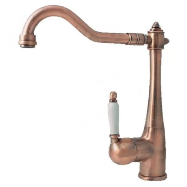 Nostalgie Rétro Évier Cuisine Robinet Mitigeur Rouge Bronze Cuivre Sanlingo – Image 3