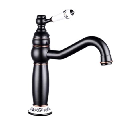 PHKO Lavabo de Salle de Bain s rétro, Robinet d'évier en Laiton Robinet de Salle de Bain Eau Chaude et Froide, Robinet de Salle de Bain Vintage, Robinet d'évier de Salle de Bain à Levier Unique,