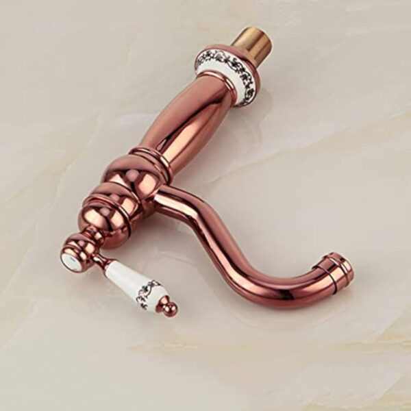 PHKO Lavabo de Salle de Bain s rétro, Robinet d'évier en Laiton Robinet de Salle de Bain Eau Chaude et Froide, Robinet de Salle de Bain Vintage, Robinet d'évier de Salle de Bain à Levier Unique, – Image 4