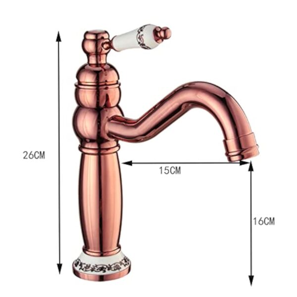 PHKO Lavabo de Salle de Bain s rétro, Robinet d'évier en Laiton Robinet de Salle de Bain Eau Chaude et Froide, Robinet de Salle de Bain Vintage, Robinet d'évier de Salle de Bain à Levier Unique, – Image 6