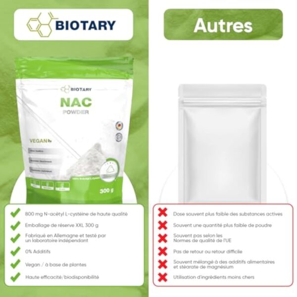 Poudre NAC | 300 g par sachet | 12 mois de stock | Cuillère doseuse | N-acétyl L-cystéine | Végétalien | Testé en laboratoire | Hautement dosé – Image 5