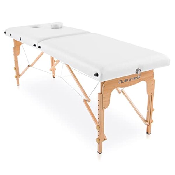 QUIRUMED Table Pliante en Bois Basic 180 x 60 cm (Blanc) – Image 2
