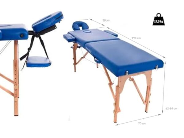 QUIRUMED Table de Massage Pliante Facile en Bois, Couleur Noir, 194 x 70 cm, Table de Massage, Massage Physiothérapie, Similicuir, Tête Articulée, Hauteur Réglable, 2 Corps, Jusqu'à 150 kg – Image 3