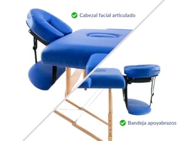 QUIRUMED Table de Massage Pliable en Bois Easy, Couleur Noire, 182 x 60 cm, Similicuir Portable, légère tête Amovible, Trou du Visage, Hauteur réglable jusqu'à 120 kg – Image 5