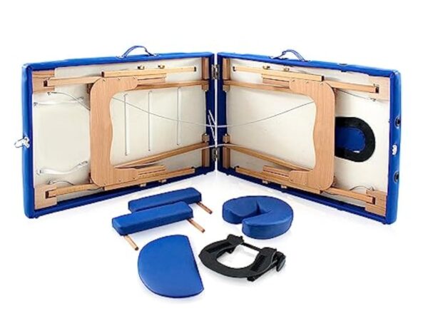 QUIRUMED Table de Massage Pliable en Bois Easy, Couleur Noire, 182 x 60 cm, Similicuir Portable, légère tête Amovible, Trou du Visage, Hauteur réglable jusqu'à 120 kg – Image 6