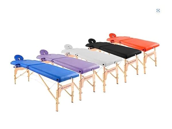 QUIRUMED Table de Massage Pliable en Bois Easy, Couleur Noire, 182 x 60 cm, Similicuir Portable, légère tête Amovible, Trou du Visage, Hauteur réglable jusqu'à 120 kg – Image 9