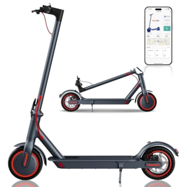 QnQ Trottinettes Électriques Adultes, 8,5" Trottinette Pliable, 25KM Autonomie, Pneus Nid d'abeille Increvables, Contrôle Via APP et Affichage LED,Batterie 36V 7.5Ah, Moteur 350W, Porteur de 120KG