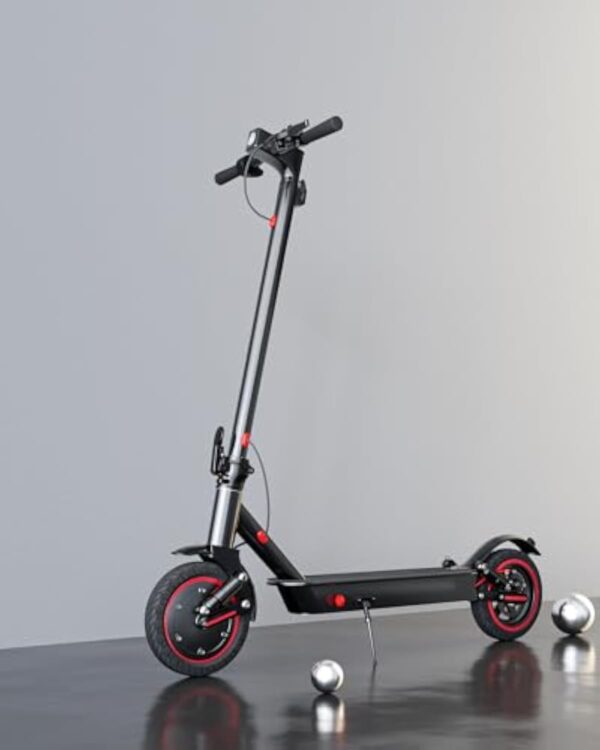 QnQ Trottinette électrique avec double amortisseur, moteur de 350 W, autonomie de 30 à 35 km, vitesse maximale 25 km/h, pneu de 25 cm, 3 réglages de vitesse, contrôle par l’application – Image 2