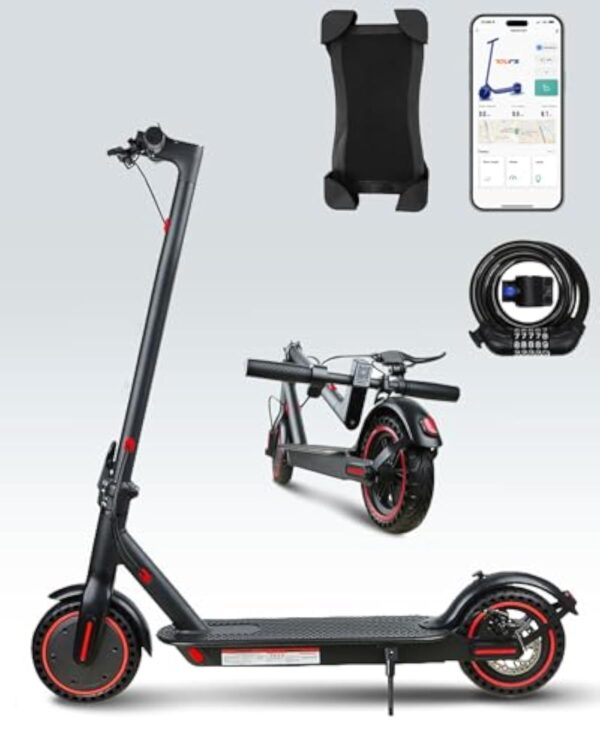 QnQ Trottinette Électriques Adultes, Moteur 250W, 8.5'' Pneu Anti-crevaison, Batterie 7.8AH, 3 Modes Vitesse Trajet Scooter Pliable, Maximum 25km/h, Double Frein, avec APP, Max 120kg – Image 2