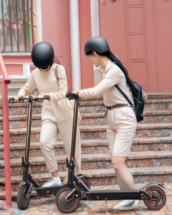 QnQ Trottinette électrique avec double amortisseur, moteur de 350 W, autonomie de 30 à 35 km, vitesse maximale 25 km/h, pneu de 25 cm, 3 réglages de vitesse, contrôle par l’application – Image 3