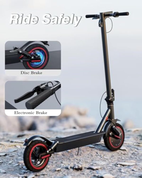 QnQ Trottinette électrique avec double amortisseur, moteur de 350 W, autonomie de 30 à 35 km, vitesse maximale 25 km/h, pneu de 25 cm, 3 réglages de vitesse, contrôle par l’application – Image 8