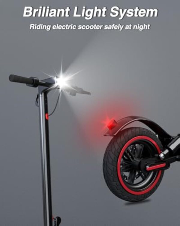 QnQ Trottinette électrique avec double amortisseur, moteur de 350 W, autonomie de 30 à 35 km, vitesse maximale 25 km/h, pneu de 25 cm, 3 réglages de vitesse, contrôle par l’application – Image 9