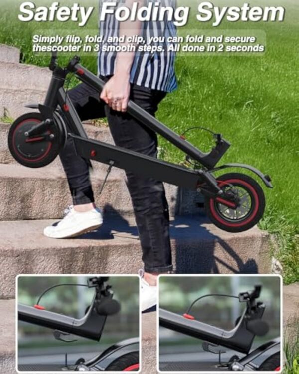 QnQ Trottinette électrique avec double amortisseur, moteur de 350 W, autonomie de 30 à 35 km, vitesse maximale 25 km/h, pneu de 25 cm, 3 réglages de vitesse, contrôle par l’application – Image 10
