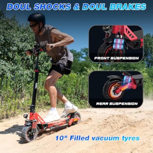 RCB RE24 Trottinette électrique Adulte, Motor 800W, Jusqu'à 25 km/h, 15.6Ah Batterie, Autonomie 60KM, Pneus 10'', Contrôle APP, Pliable Scooter électrique, Double Frein, Double Amortisseur – Image 4