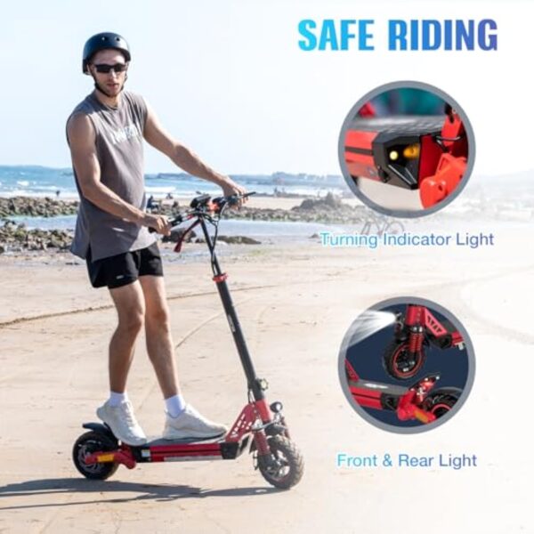 RCB RE24 Trottinette électrique Adulte, Motor 800W, Jusqu'à 25 km/h, 15.6Ah Batterie, Autonomie 60KM, Pneus 10'', Contrôle APP, Pliable Scooter électrique, Double Frein, Double Amortisseur – Image 6