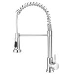Robinet Cuisine,Mitigeur à Ressort avec Douchette Extractible, Robinetterie Robuste 2 Modes,Monocommande Eau Chaude & Froide, Flexibles Inclus, Installation Facile - Standard EU G3/8''