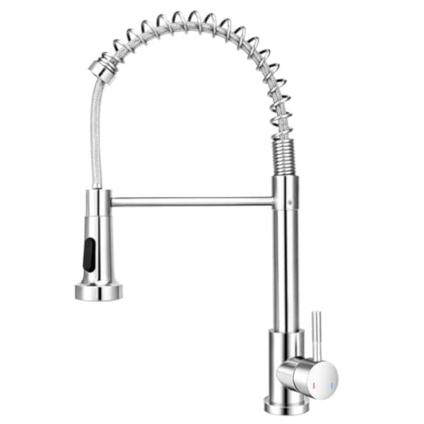 Robinet Cuisine,Mitigeur à Ressort avec Douchette Extractible, Robinetterie Robuste 2 Modes,Monocommande Eau Chaude & Froide, Flexibles Inclus, Installation Facile - Standard EU G3/8''